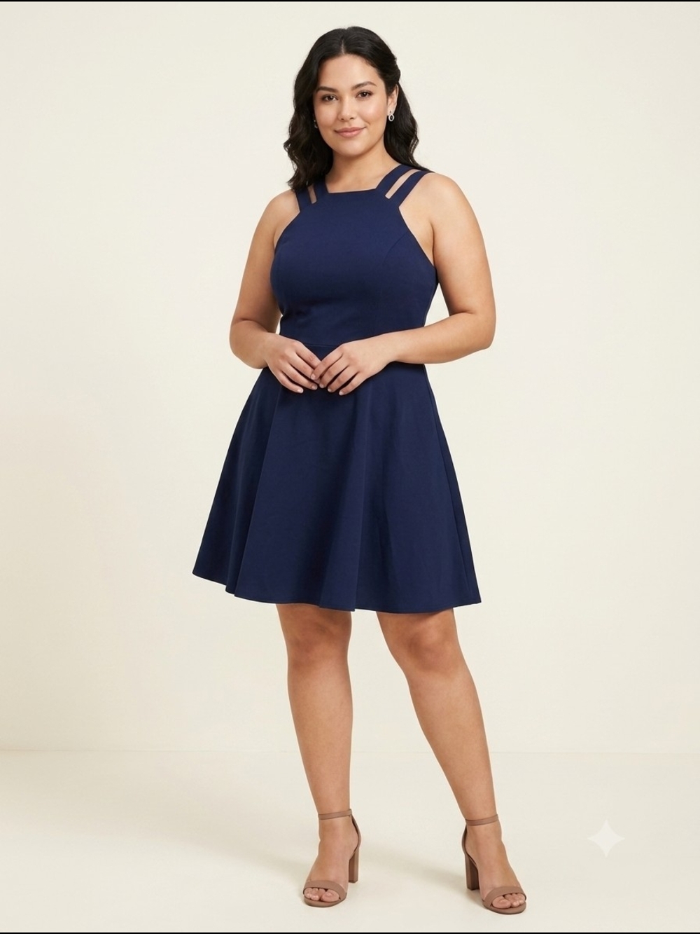 B Darlin Navy Double-Strap Fit & Flare Mini Dress